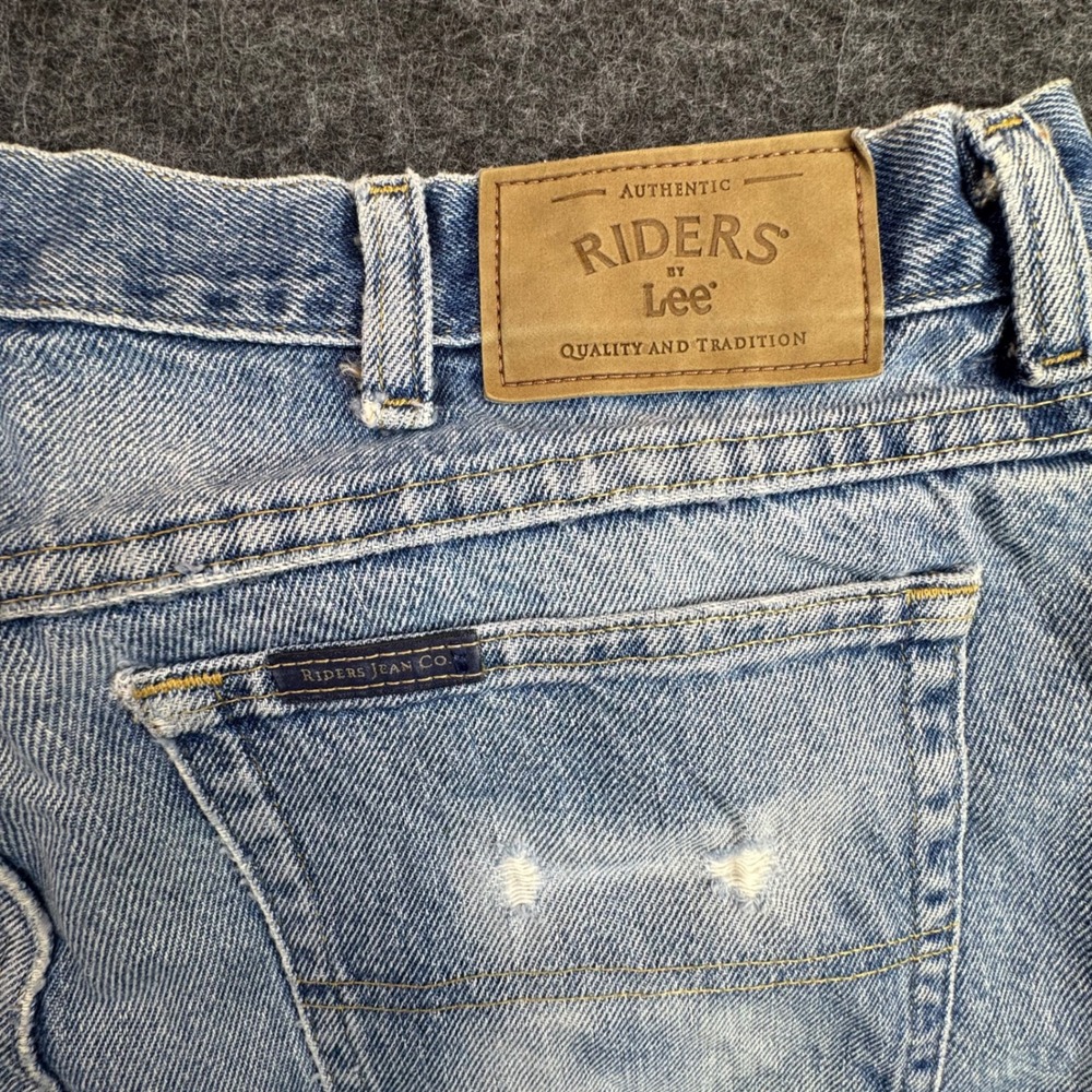 Riders by Lee Jeans Mens 36x29 Blue Distressed Straight Leg Denim‎ Y2K Fit 34x29 - Picture 7 of 12